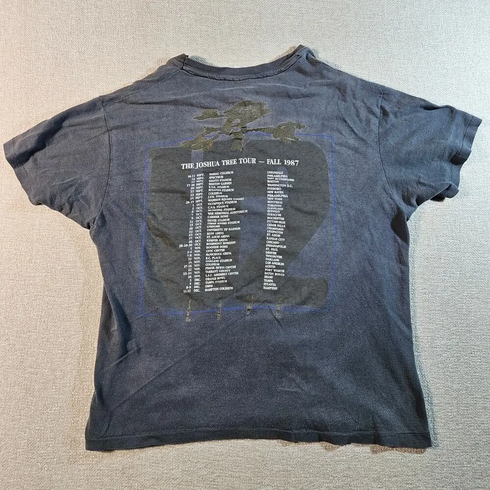 Vintage 1987 U2 Joshua Tree Tour Shirt Youth XL Mens Small Distressed Fade
